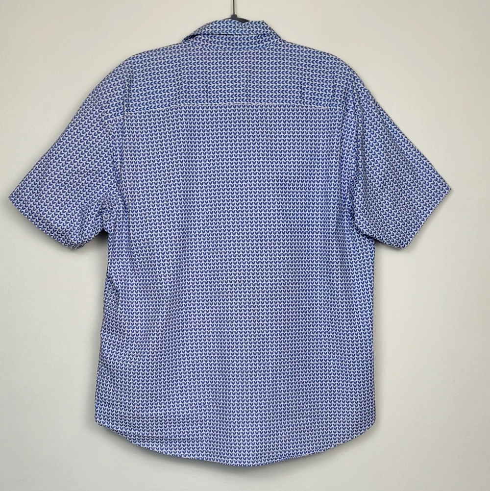 Society Of Threads Shirt Men – 2XL Blue Roosters Print Slim Fit Comfort Stretch - Picture 2 of 11